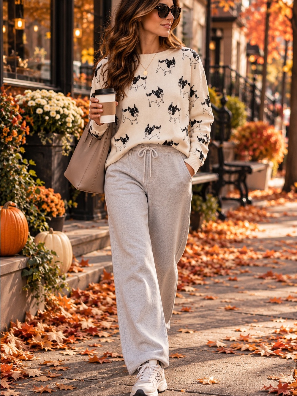 🐾 Adorable French Bulldog Print Sweater – Size S | Cozy & Chic